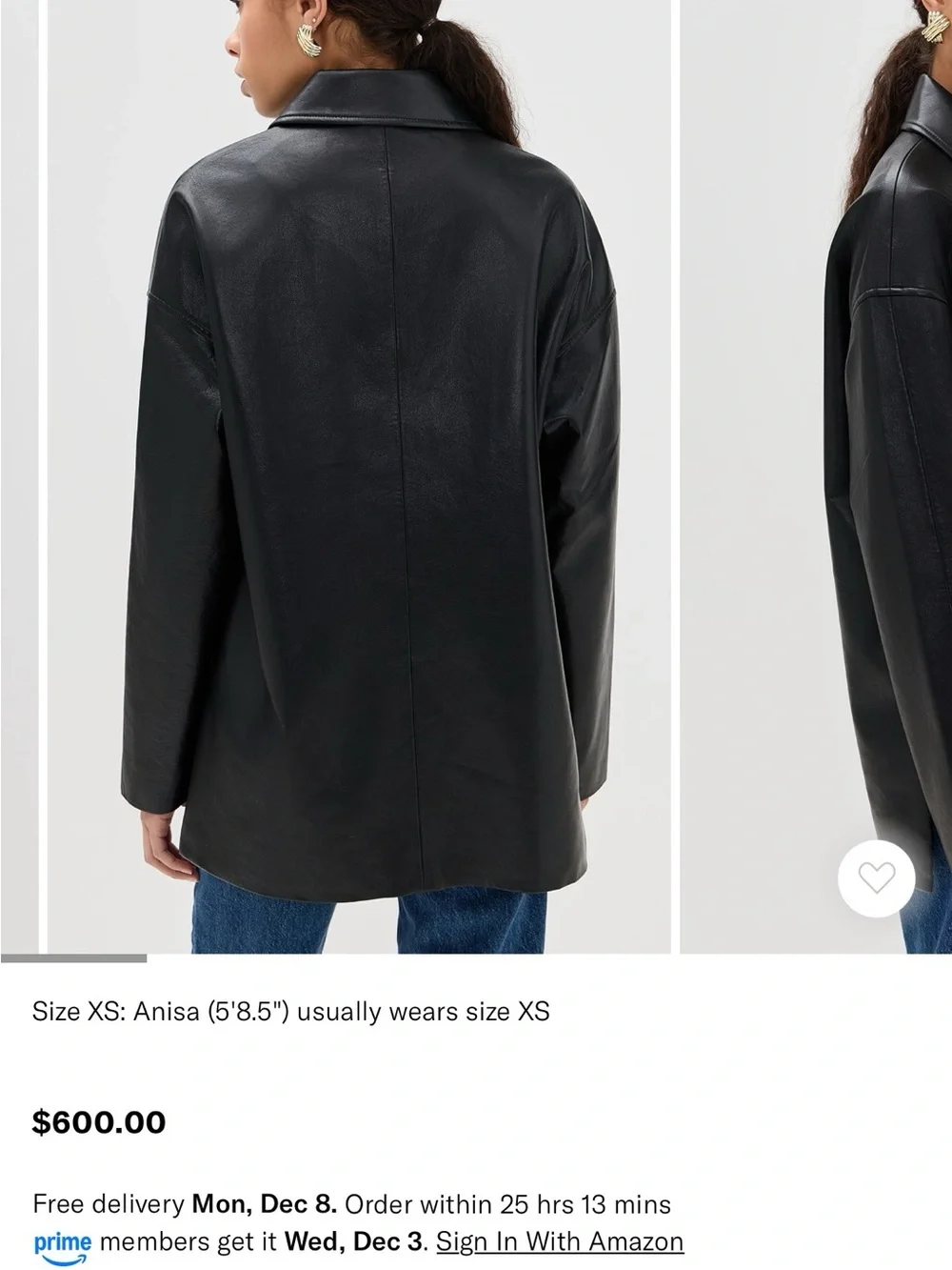 Anine Bing Luca Black Leather Button-Front Jacket with Gold Hardware